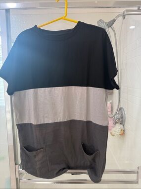 Men's Colorblock Short Sleeve Shirt - Black & Gray